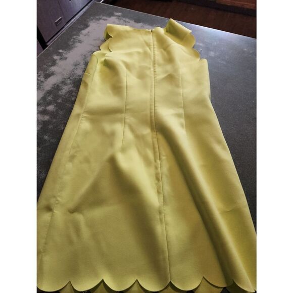 J Crew Scalloped Shift neon citrine Sleeveless Dress sz 2 - Picture 3 of 5